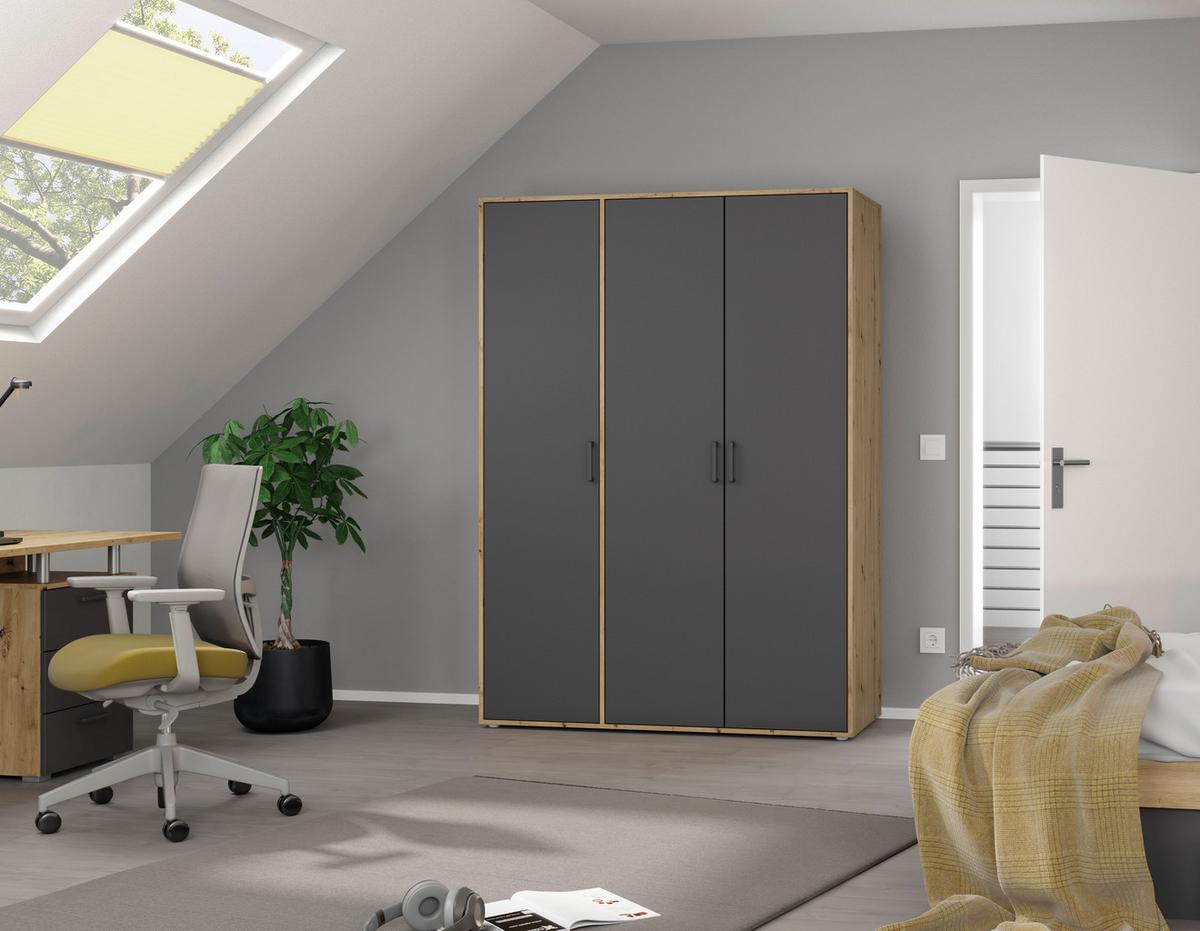 DULAP  USI ROTATIVE VOYAGER - stejar Artisan/gri, Modern, material pe bază de lemn (140/194/53cm) - Modern Living