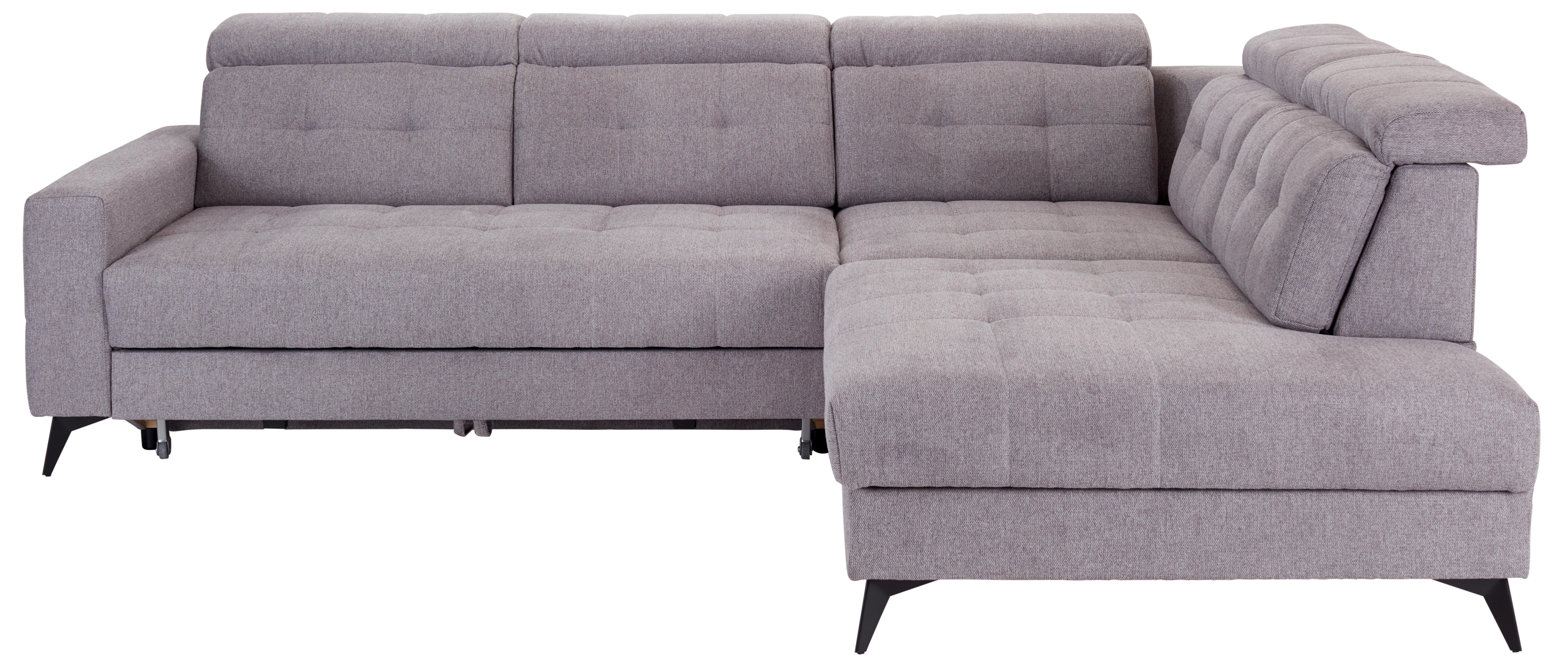 Sedežna Garnitura Barletta, Siva, Ležišče, Predal - siva/črna, Moderno, kovina/tekstil (289/228cm) - Premium Living