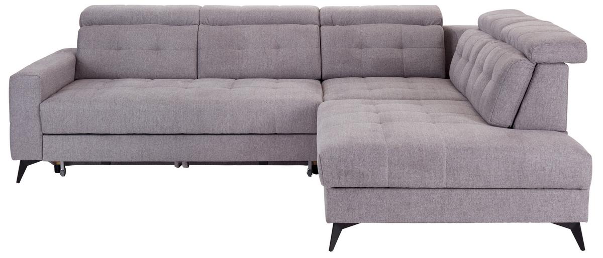 Sedežna Garnitura Barletta, Siva, Ležišče, Predal - siva/črna, Moderno, kovina/tekstil (289/228cm) - Premium Living