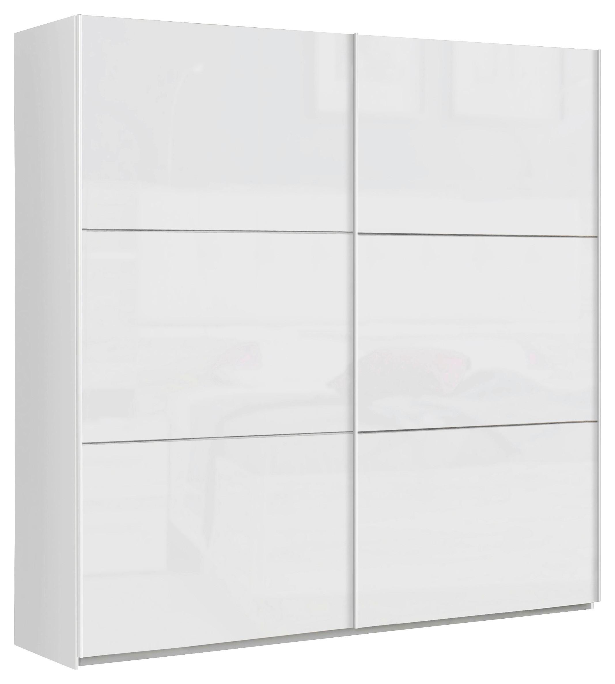 SZAFA PRZESUWNA/PODWIESZ.DRZWI LEADER - biały wysoki połysk/biały, Design, materiał drewnopochodny/metal (200,1/209,7/61,2cm) - home24