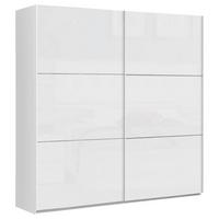 SZAFA PRZESUWNA/PODWIESZ.DRZWI LEADER - biały wysoki połysk/biały, Design, materiał drewnopochodny/metal (200,1/209,7/61,2cm) - home24