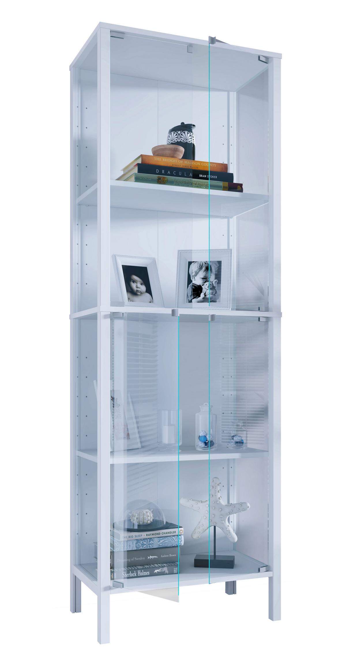Vitrine Jensol Weiß/Klar - Klar/Weiß, Design, Glas/Holzwerkstoff (60/178/35cm) - Livetastic