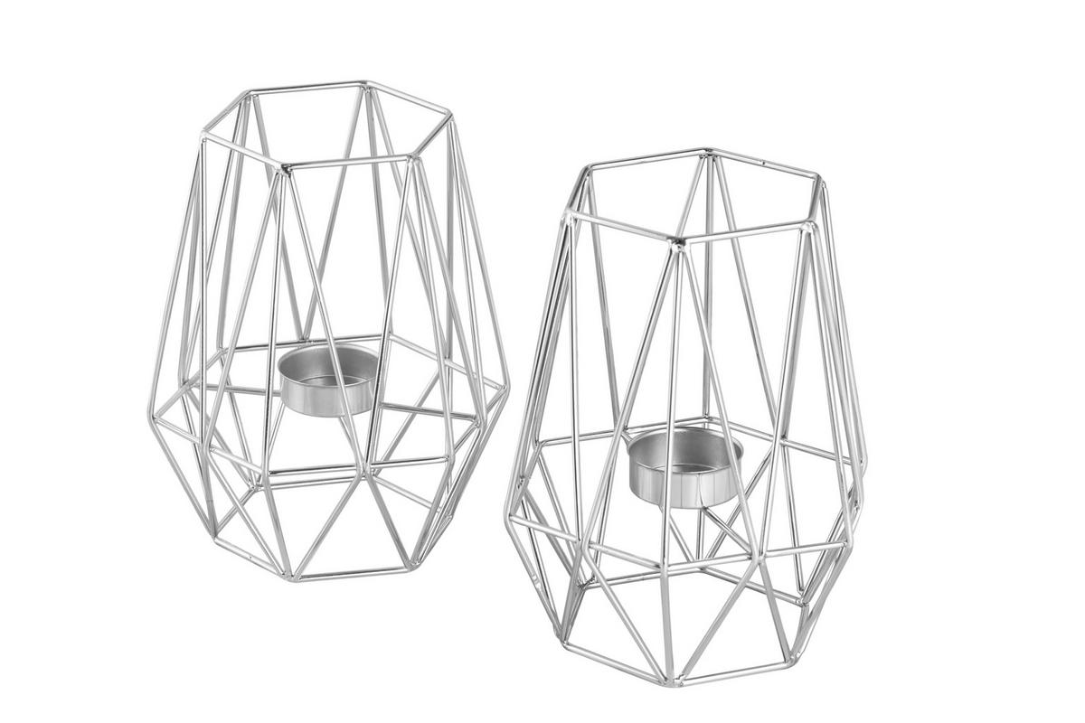 Teelichthalter-Set Silberfarben, 2 Stk. - Silberfarben, Basics, Metall (9,5cm) - Echtwerk