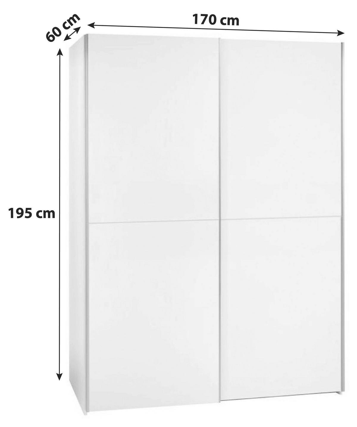 Ormar S Kliznim Vratima Starter - bijela/boje hrasta, Design, drvni materijal/metal (170/195/59cm) - P & B