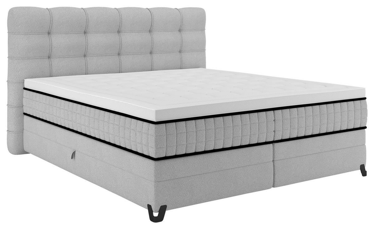 Boxspringbett Carmen C Hellgrau ca. 180x200cm - Hellgrau, Konventionell, Holz/Holzwerkstoff (180/200cm) - Premium Living