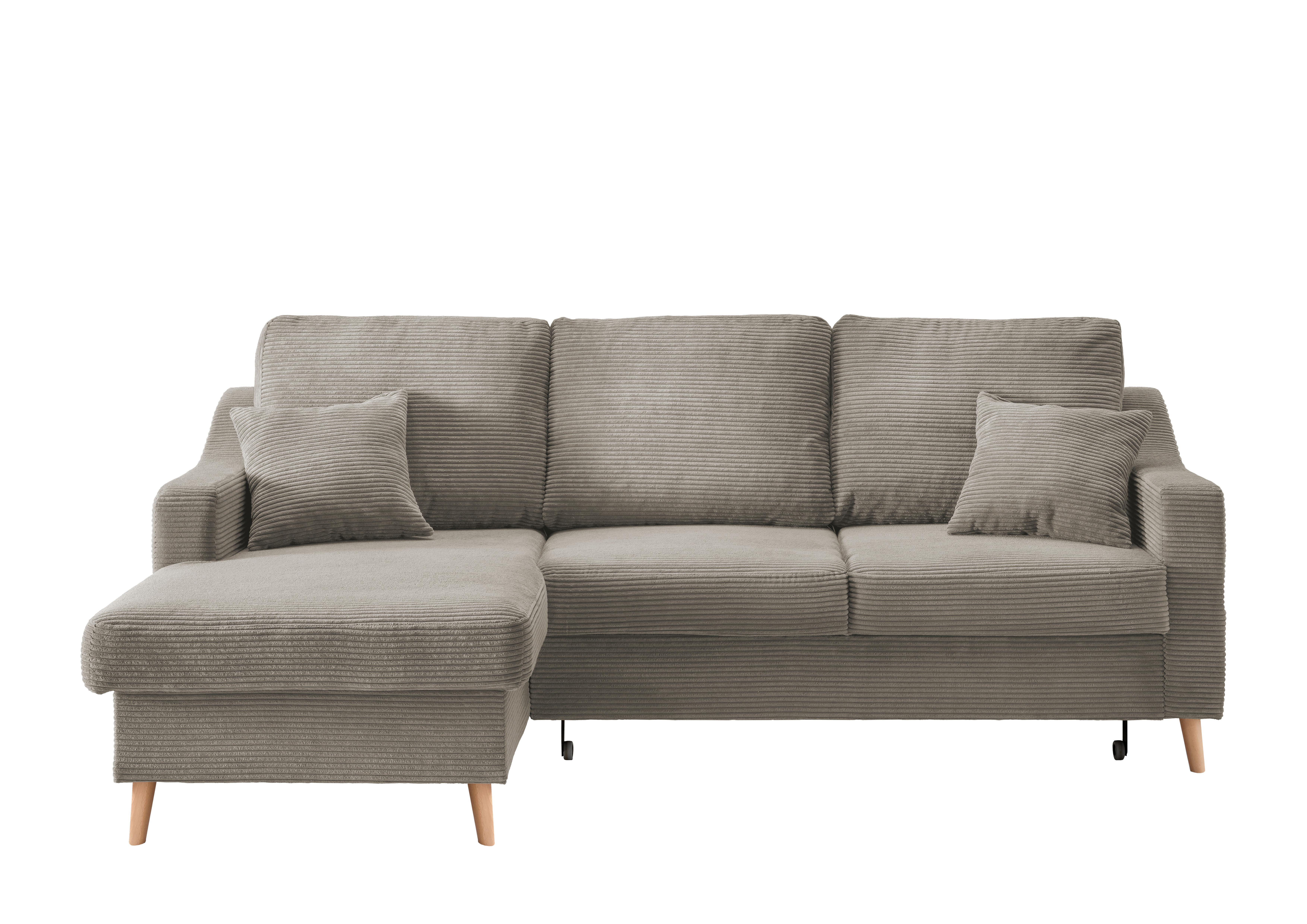 Ecksofa Valentina Graubraun Cord - Graubraun/Naturfarben, Design, Holz/Textil (150/228cm) - P & B