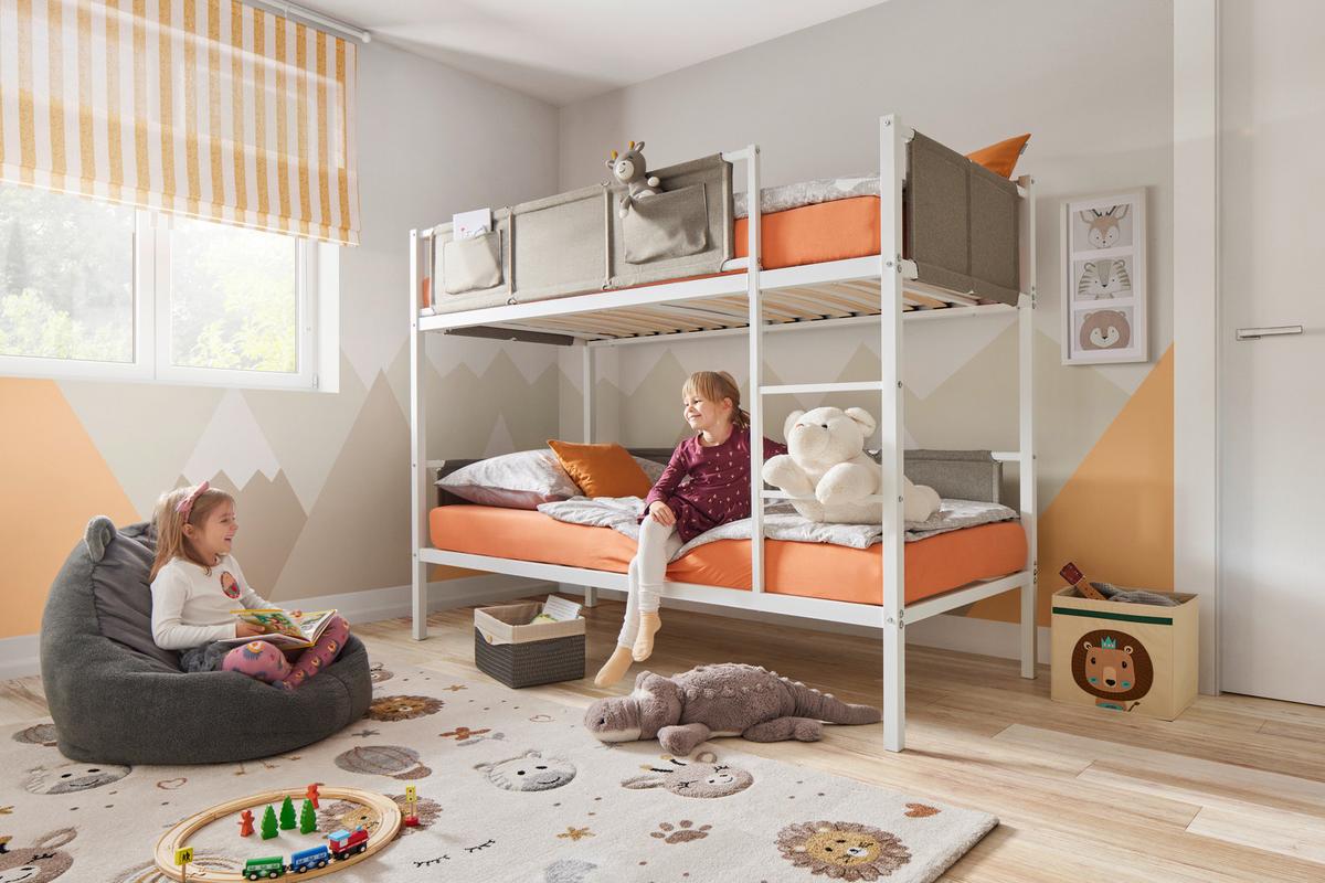 Etagenbett Timo in Weiss ca. 2x ca. 90x200cm - Weiss/Grau, Konventionell, Metall (208/161/96cm) - Zandiara