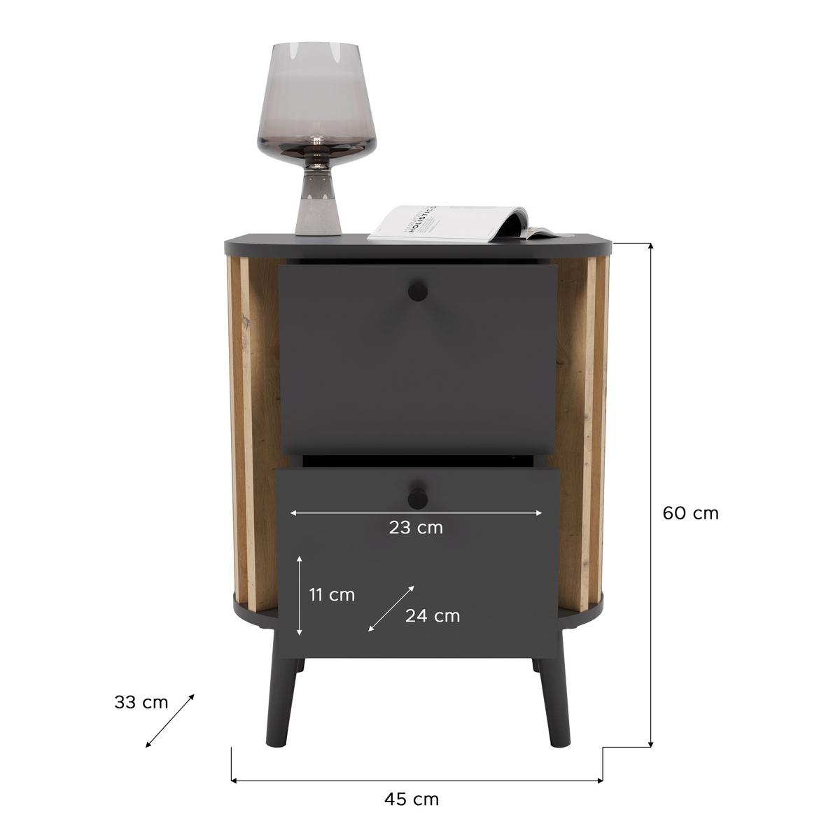 Nachtkästchen in Grau - Grau, Design, Holzwerkstoff (45/60/33cm) - Premium Living