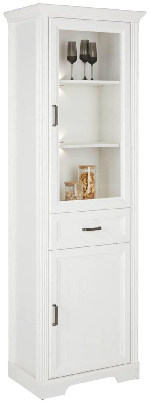 Vitrine in Weiss - Pinienfarben, Romantik / Landhaus, Holzwerkstoff/Metall (66/204/42cm) - Zandiara