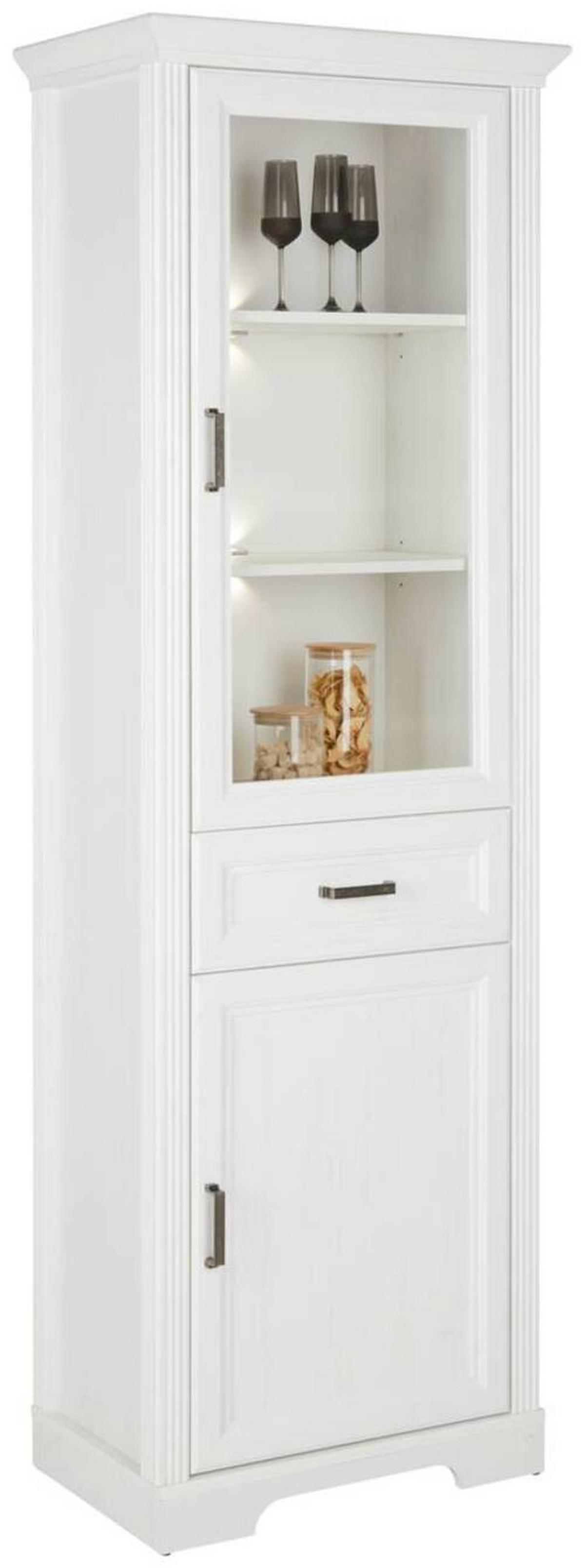 Vitrine in Weiss - Pinienfarben, Romantik / Landhaus, Holzwerkstoff/Metall (66/204/42cm) - Zandiara