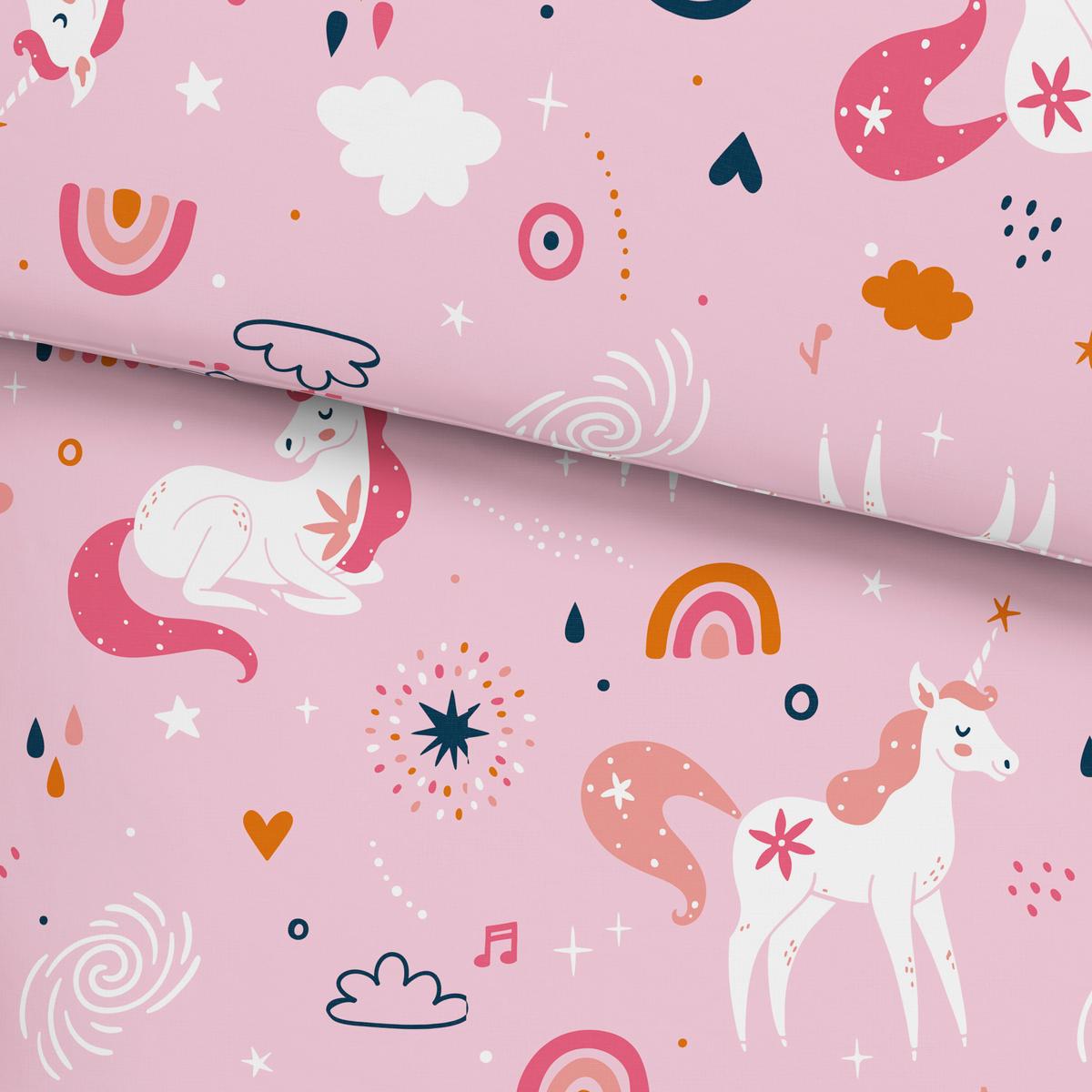 Kinderbettwäscheset EINHORN - Hellrosa, Textil (160/210cm) - Mömax