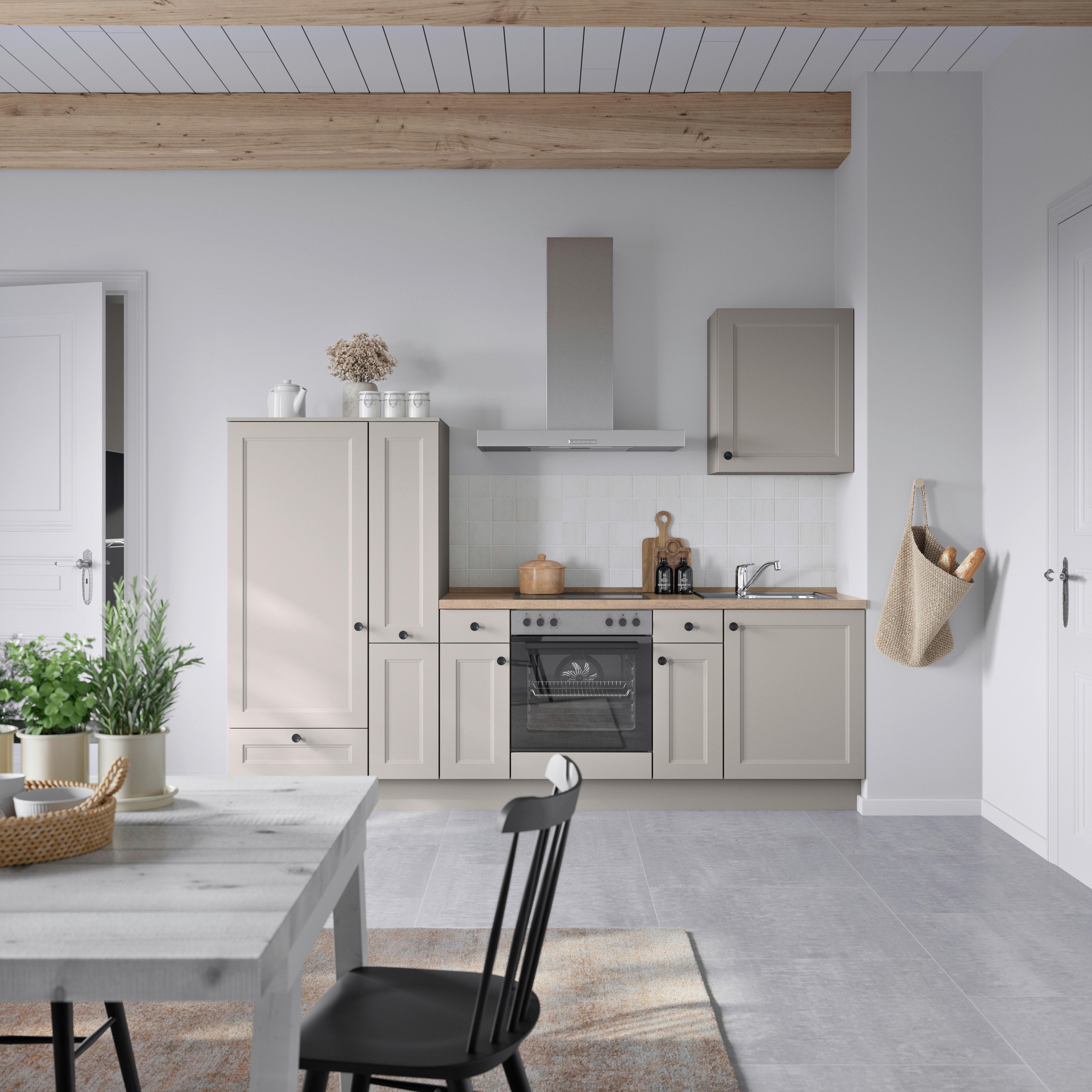 Küchenblock Cascada Low m. Geräten Grau - Eiche dunkel/Schwarz, MODERN, Holzwerkstoff/Metall (270cm) - Nobilia