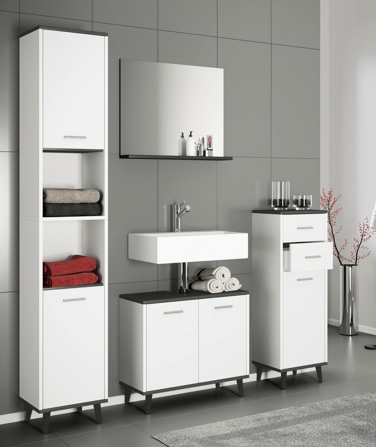 Kommode Landos ca. 60x97 cm Anthrazit/Weiß - Anthrazit/Weiß, MODERN, Holzwerkstoff/Kunststoff (60/97/28cm) - MID.YOU