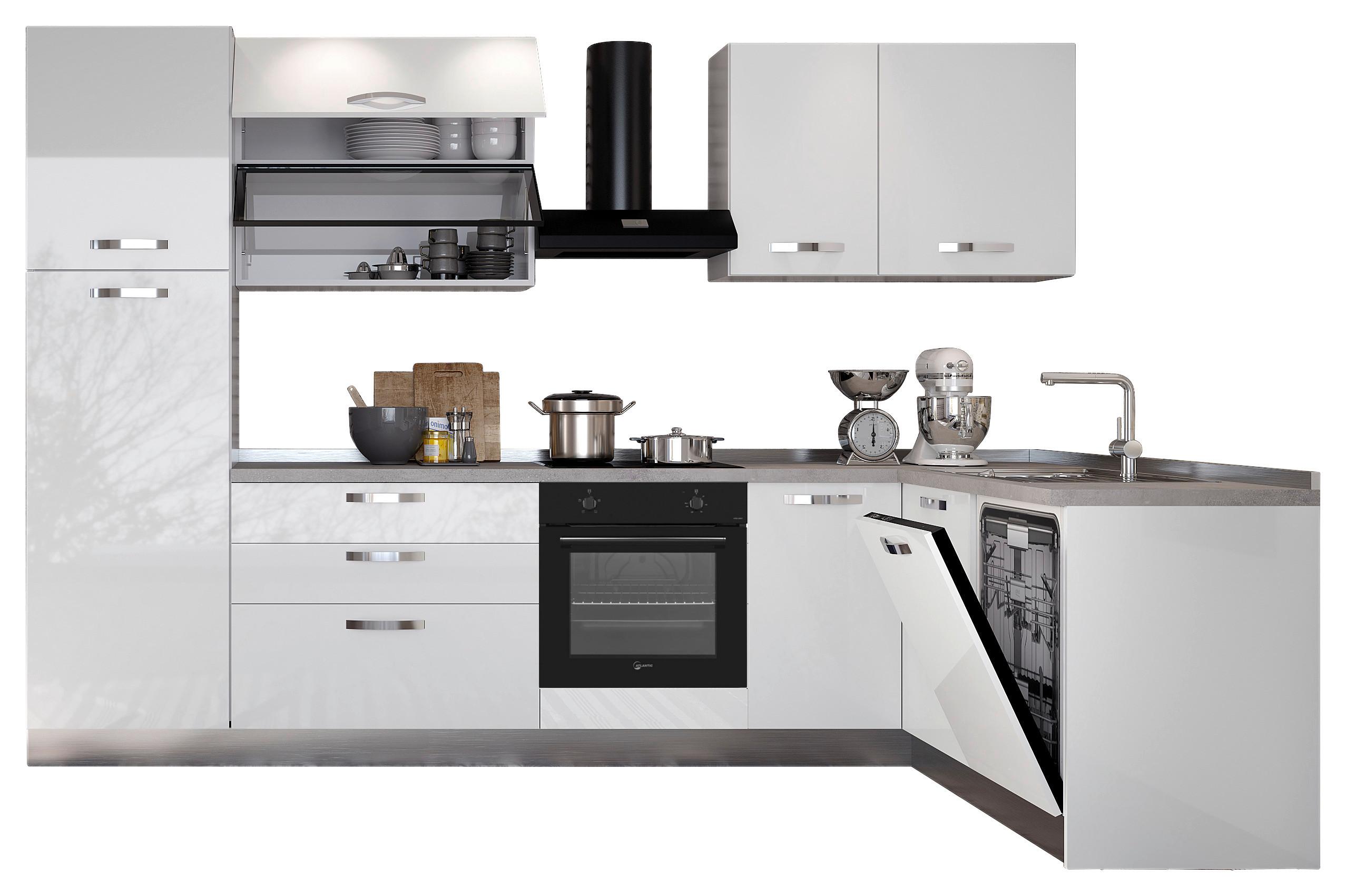 Kuhinjski Blok S Aparatima Vania - bijela/bijela visoki sjaj, Konvencionalno (320/187cm) - Mömax