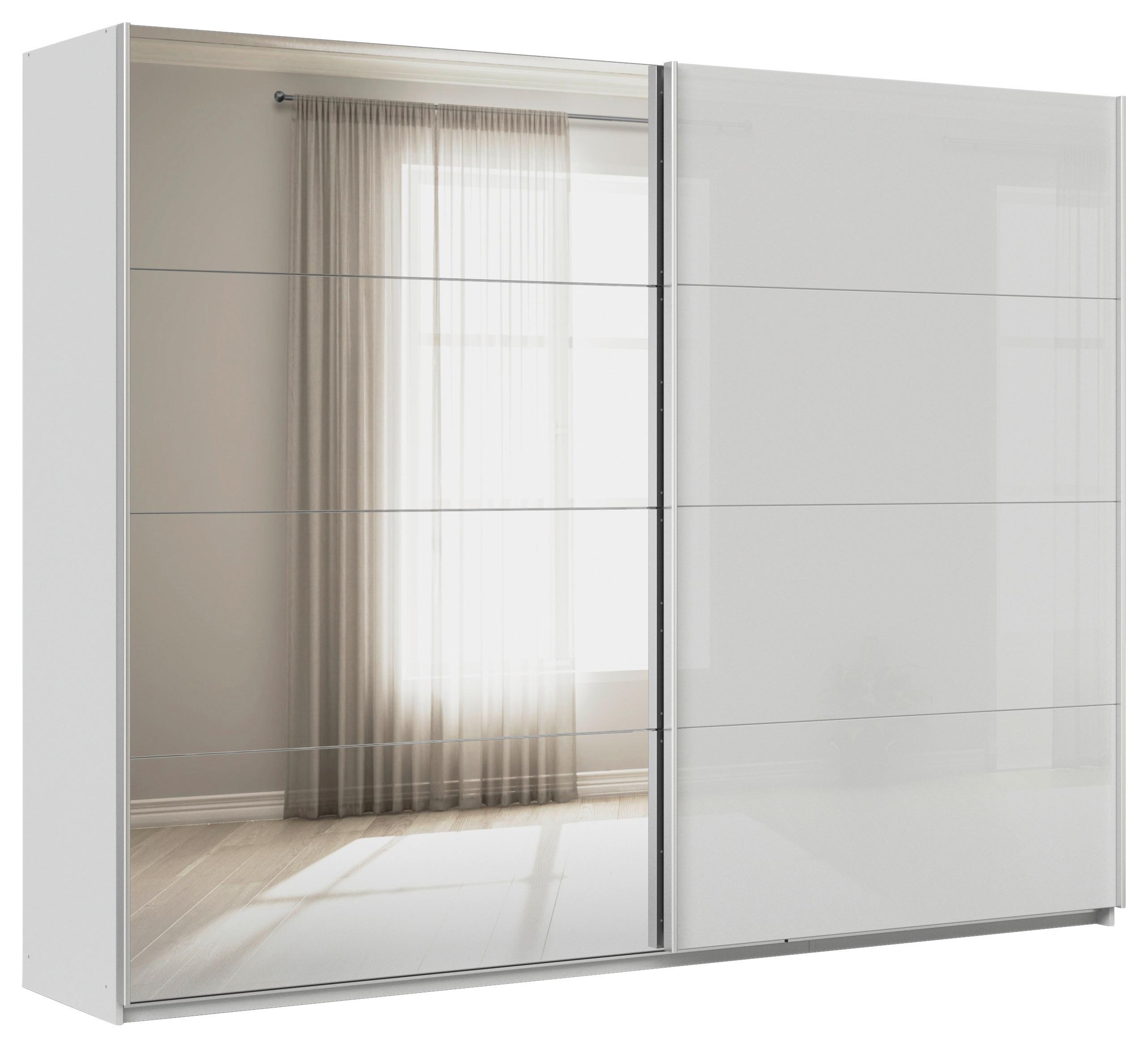 DULAP USI CULISANTE FELDKIRCH - argintiu/gri lucios intens, Modern, sticlă/material pe bază de lemn (271/210/62cm)
