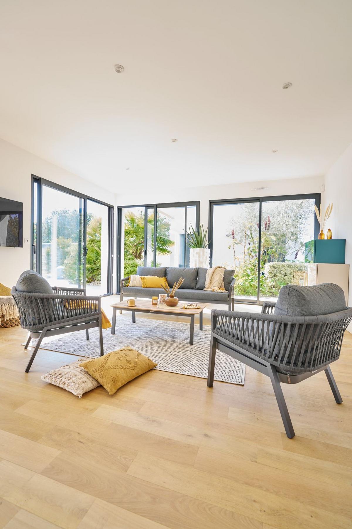 Set grădină Oriengo - gri închis, Basics, plastic/metal (150/80/328cm)