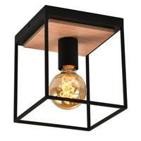 Deckenleuchte Pepe Schwarz/Eiche max. 22 Watt - Eichefarben/Schwarz, Natur, Metall (18/18/20cm)