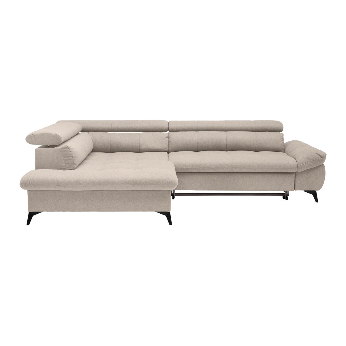 Wohnlandschaft Alberto Beige - Beige/Schwarz, MODERN, Textil/Metall (296/78/201cm) - Mömax