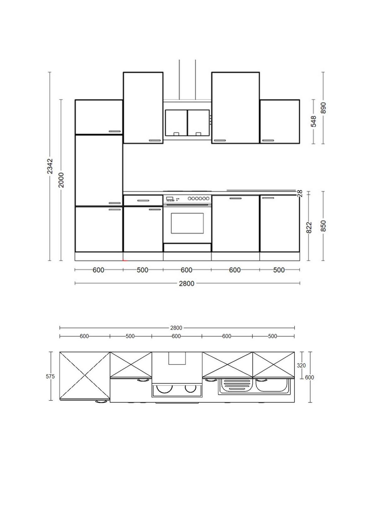 Kuhinjski Blok Z Aparati Wito, Bela - barve nerjavečega jekla/bela, Moderno, umetna masa/leseni material (280cm) - FlexWell