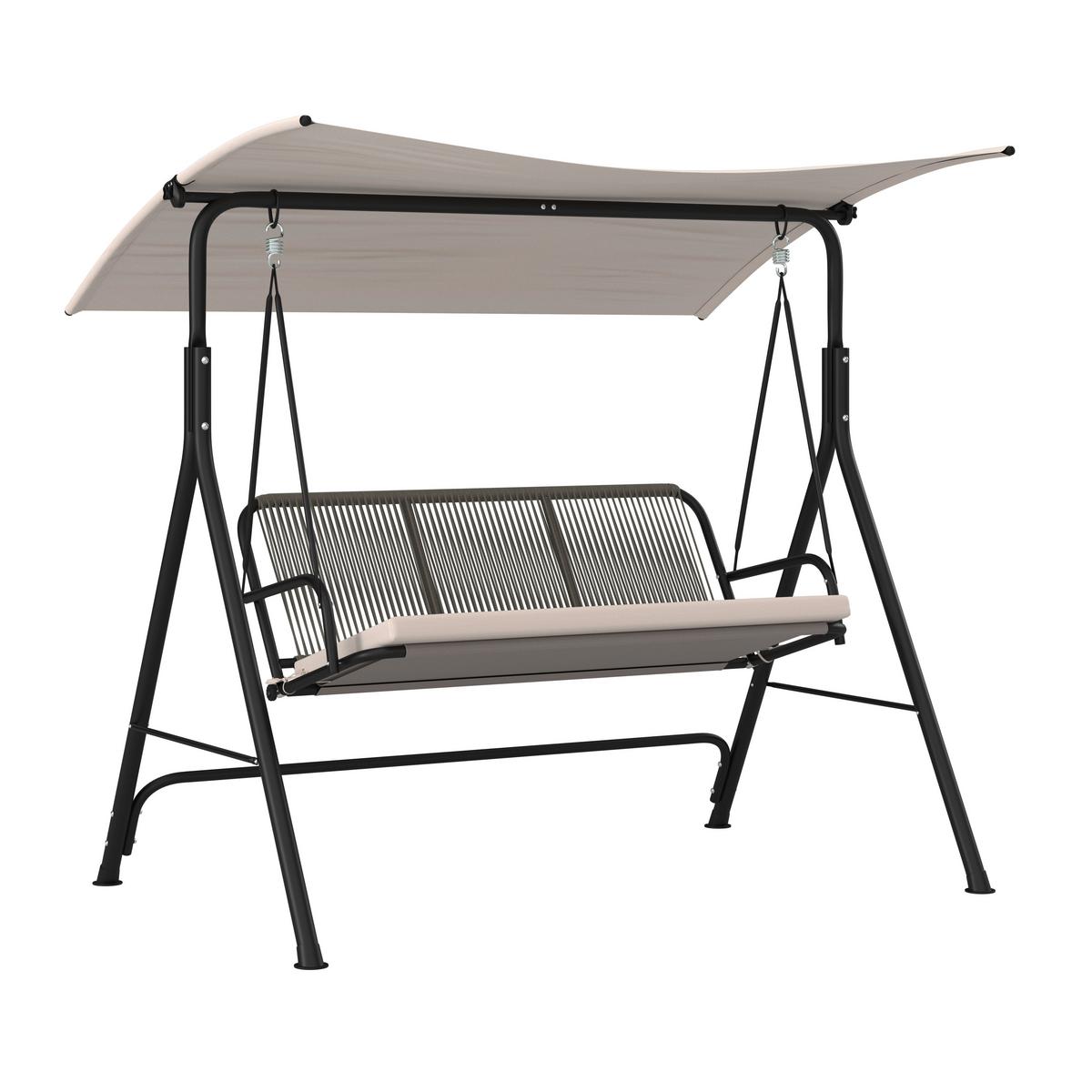 Gugalnica Savanna, Svetlo Siva - črna/svetlo siva, Moderno, kovina/tekstil (170/162/120cm) - Bessagi Garden