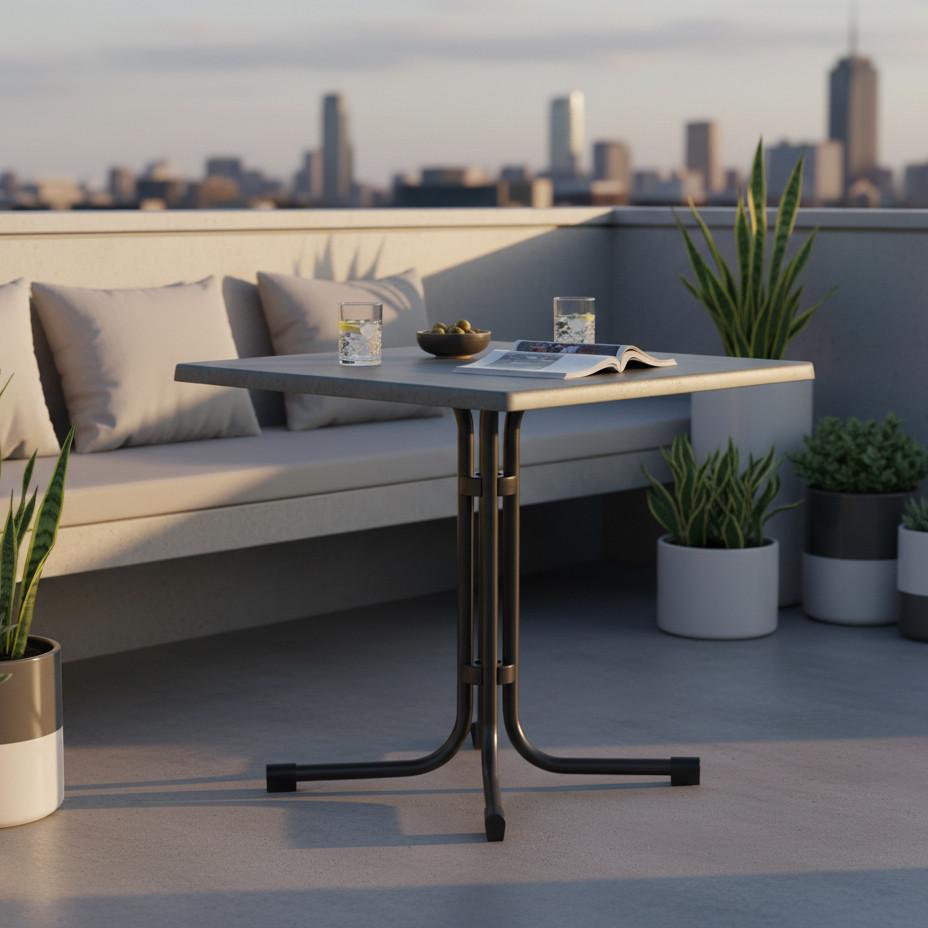 Vrtna Zložljiva Miza Acamp, Siva - siva/antracit, Basics, kovina/leseni material (80/80/72cm) - Gardenson