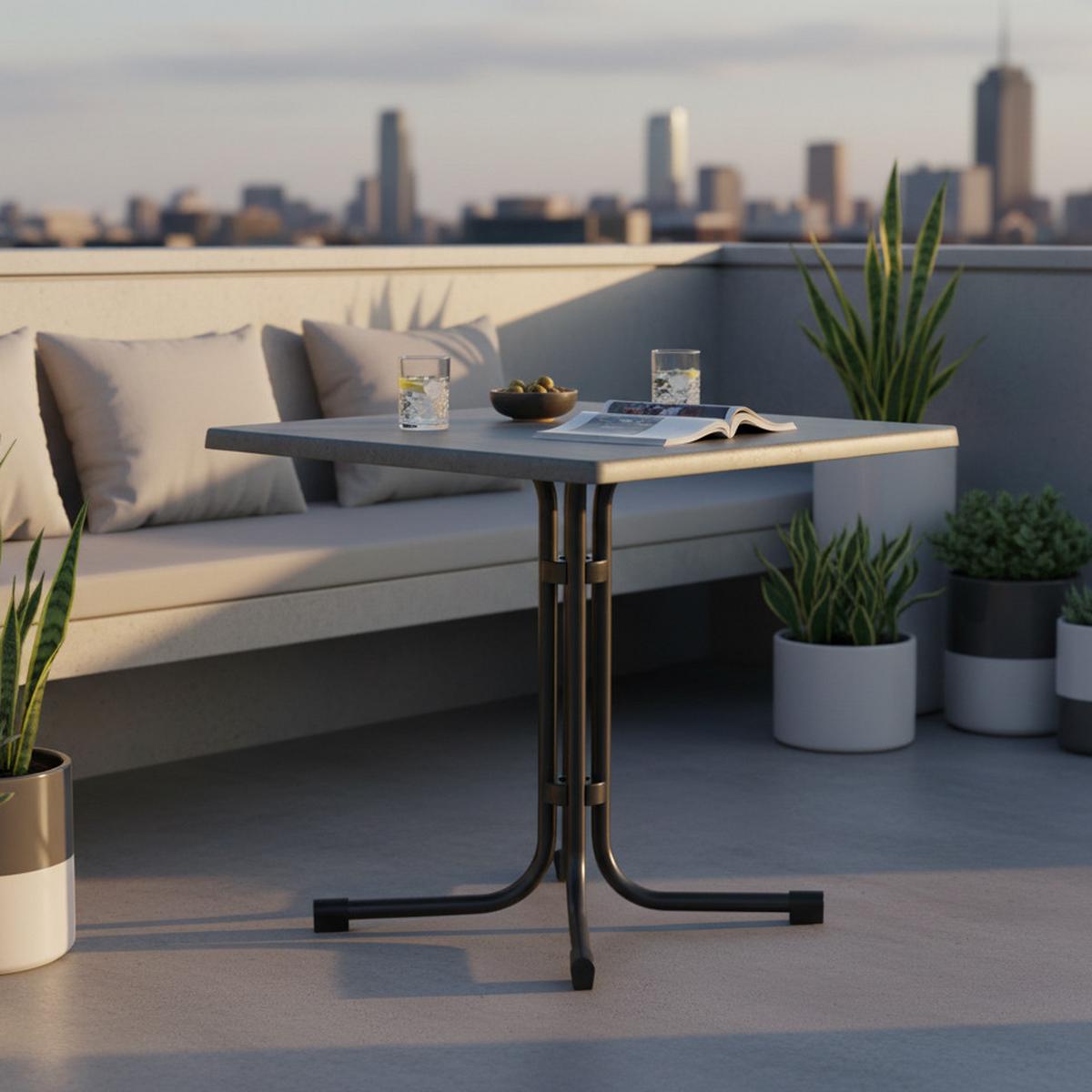 Gartentisch klappbar Acamp 56629 ACAMP PIAZZA TISCH 80X80 - Anthrazit/Grau, Basics, Holzwerkstoff/Metall (80/80/72cm) - Gardenson