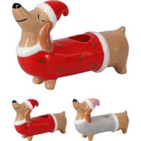 Teamécsestartó Sausage Dog - piros/fehér, kerámia (15/4,5/8,5cm)