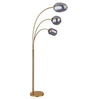 BOGENLEUCHTE 15345-3SMM - Messingfarben/Grau, Design, Glas/Metall (80/60/175cm) - Globo
