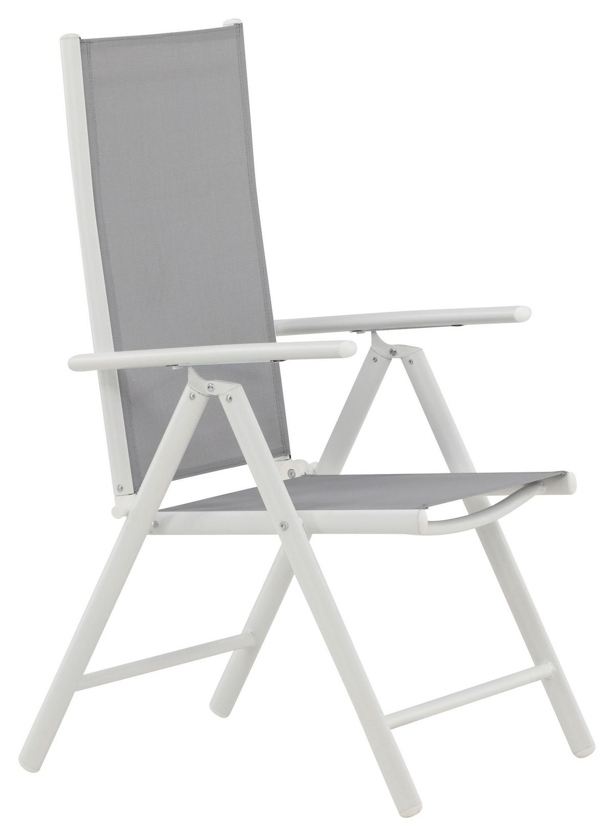Gartenstuhl 2er-Set Break ca. 55x108 cm Grau/Weiß - Weiß/Grau, KONVENTIONELL, Textil/Metall (55/108/62cm) - Gardenson