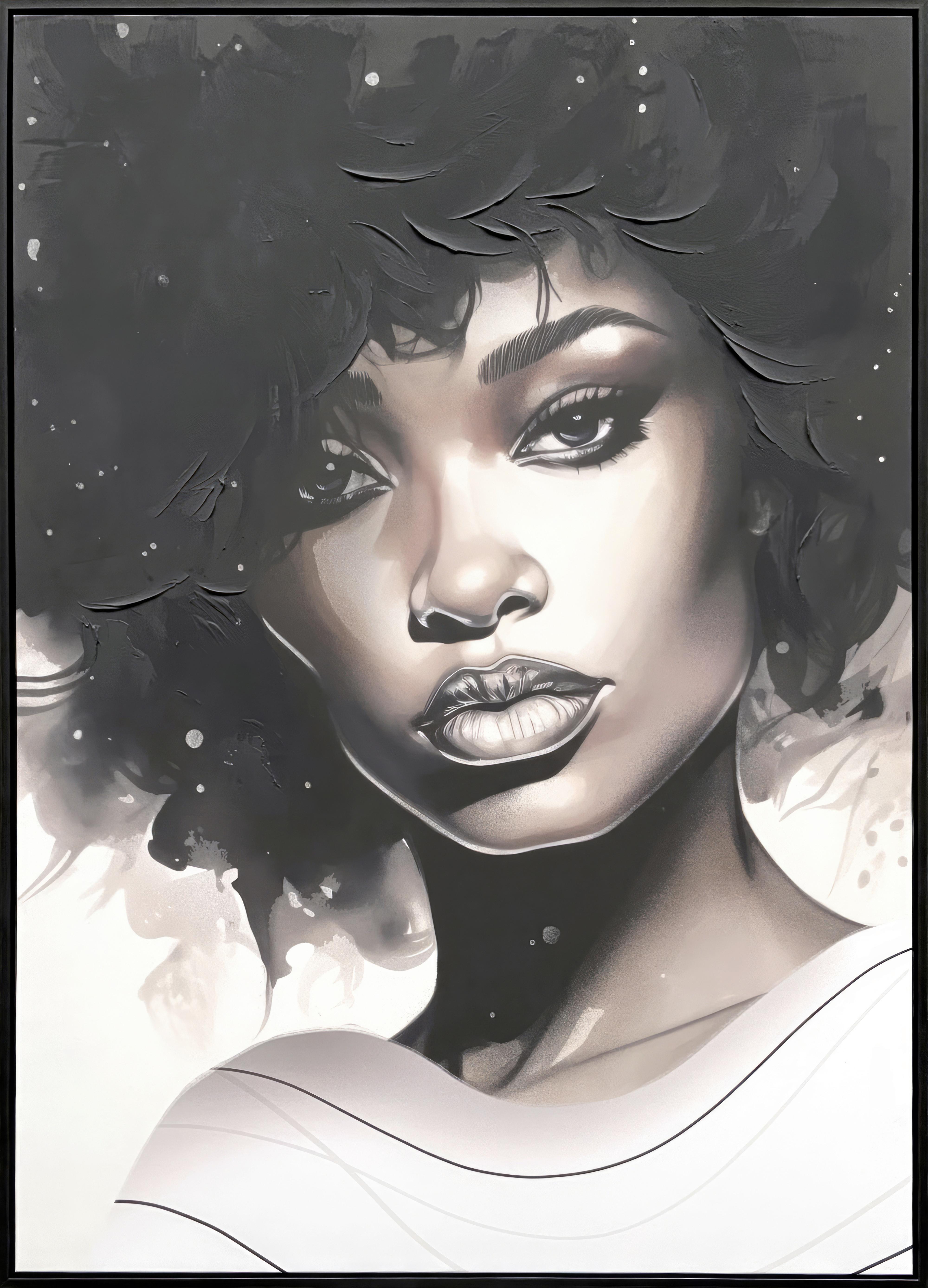 Tablou cu ramă Denise cca. 100x140 cm - alb/negru, Modern, plastic/lemn (100/140cm) - Premium Living