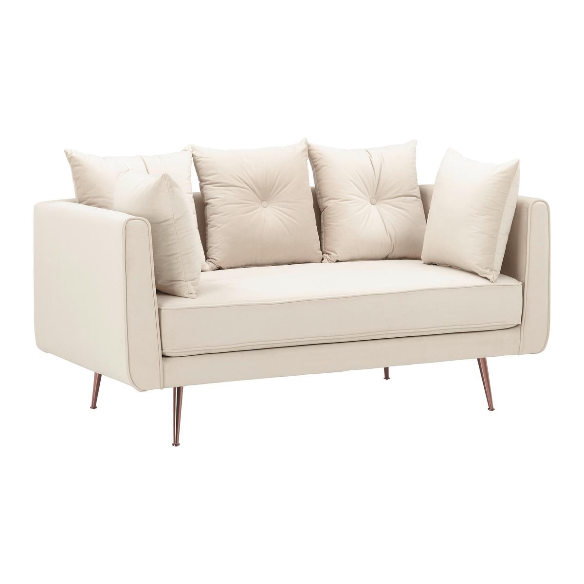 Sofa Luis Beige Samt - Beige/Roségold, MODERN, Holz/Textil (155/87/87cm) - Bessagi Home