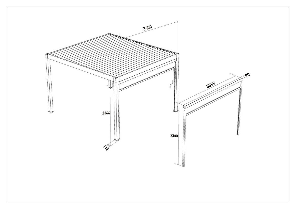Rolo Za Pergolo Rollo, Antracit, 340cm - barve grafita, Basics, kovina/tekstil (339,9/236,5/9cm) - Gardenson