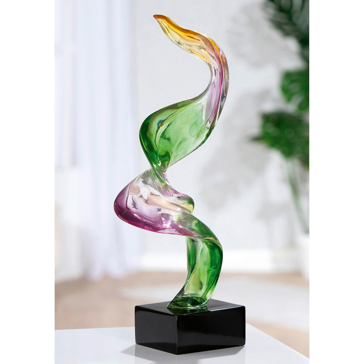 Skulptur Abstrakt Twirl Multicolor/Schwarz - Multicolor/Schwarz, Basics, Kunststoff (16/40,5/9,5cm)