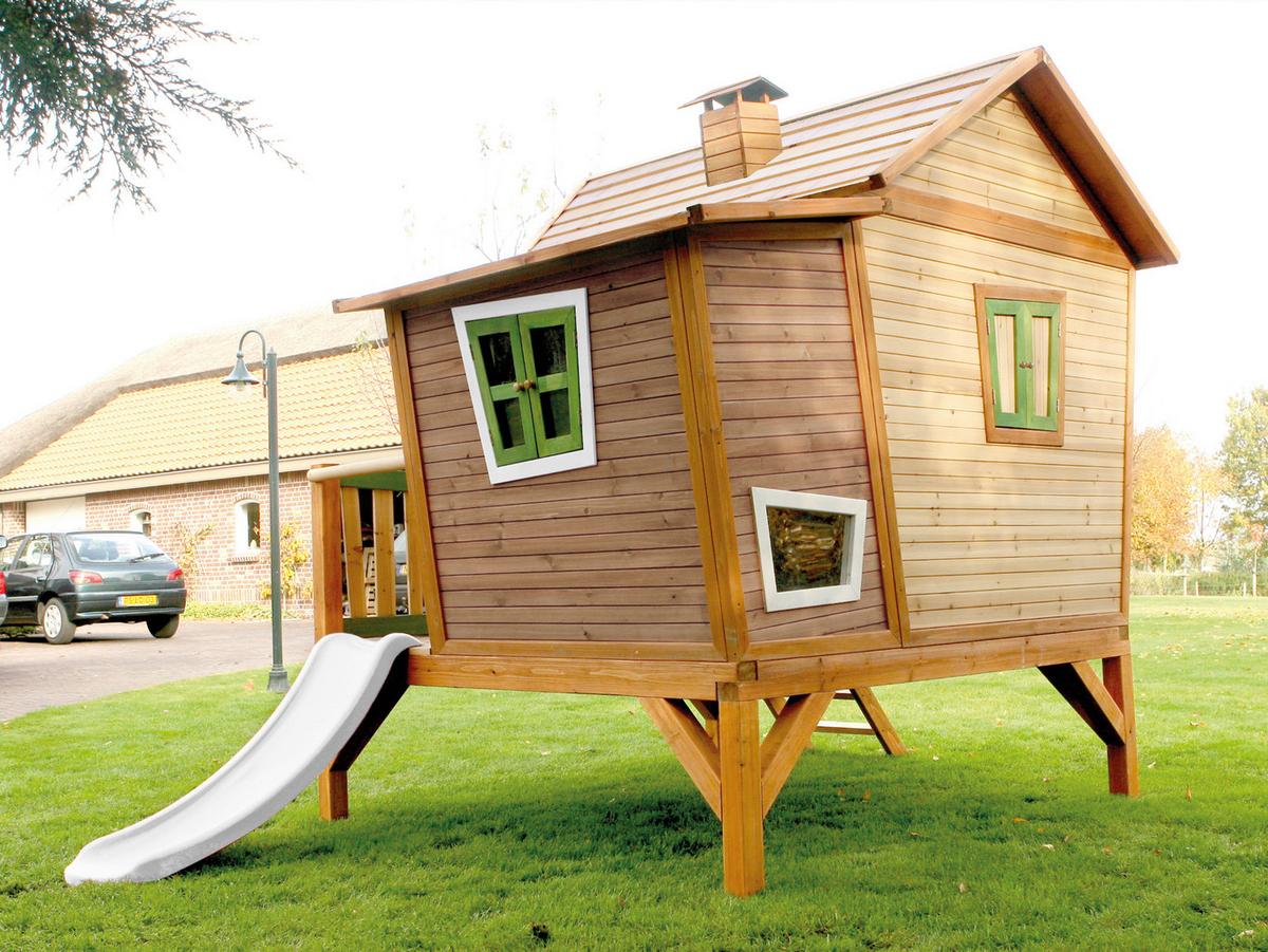 Speilhaus "Emma", Braun, Grün, Weiß - Hellgrün/Braun, KONVENTIONELL, Holz/Kunststoff (123/12,8/152cm) - Ambia Garden