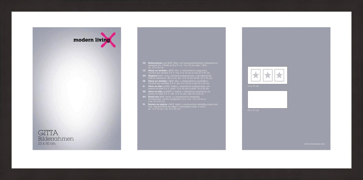 Bilderrahmen Gitta Schwarz ca. 23x50cm - Schwarz, Modern, Glas/Holzwerkstoff (23/50cm) - Modern Living