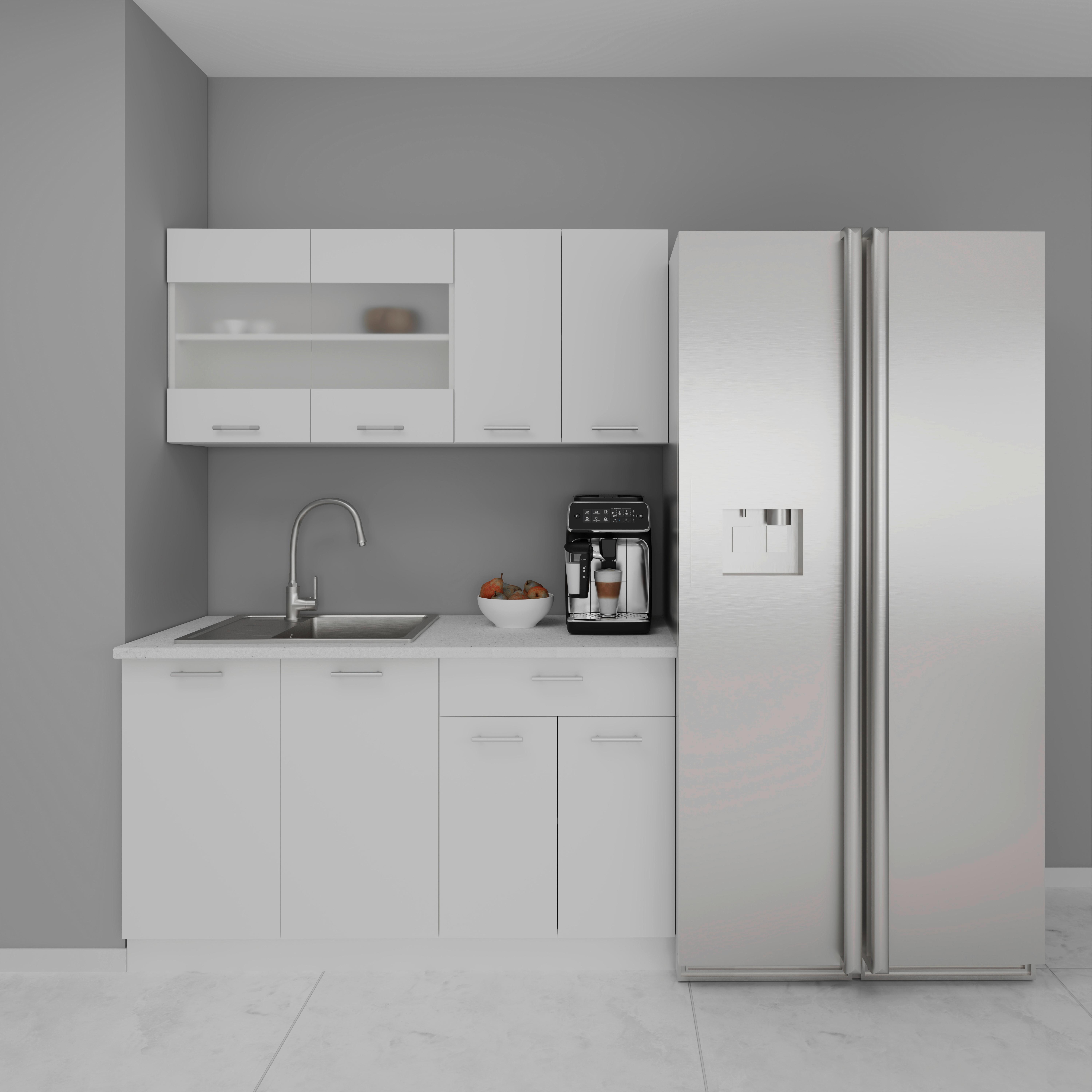 Majhna Kuhinja Esilo, Bela, 140 Cm - bela/barve aluminija, Konvencionalno, kovina/leseni material (140cm) - MID.YOU