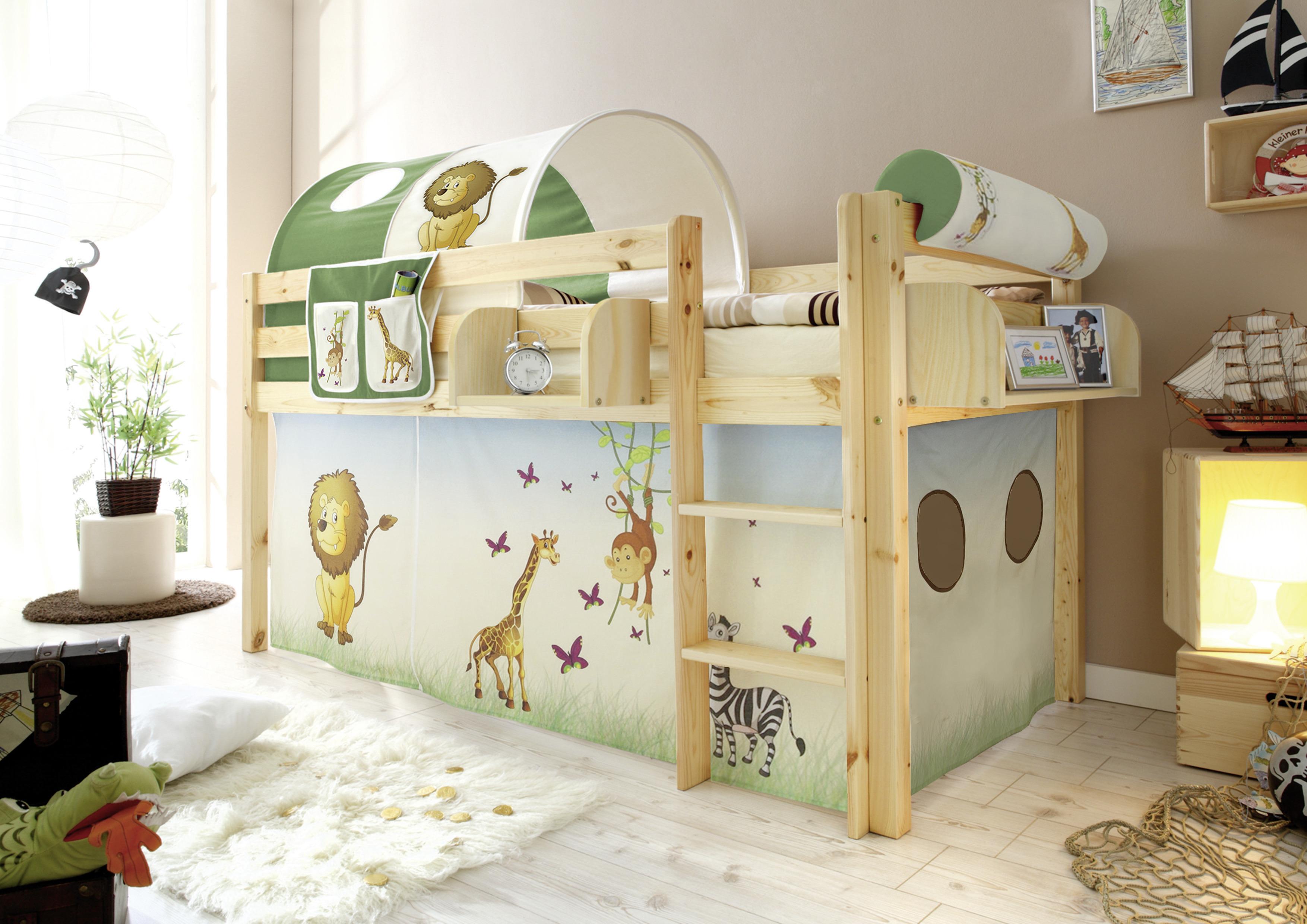 Spielbett Holz Malte ca. 90x200 cm Safari - Multicolor/Naturfarben, Natur, Holz (90/200cm) - MID.YOU