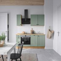 Küchenblock Casada High m. Geräten Schilfgrün - Schilfgrün/Eichefarben, MODERN, Holzwerkstoff/Metall (180cm) - Nobilia