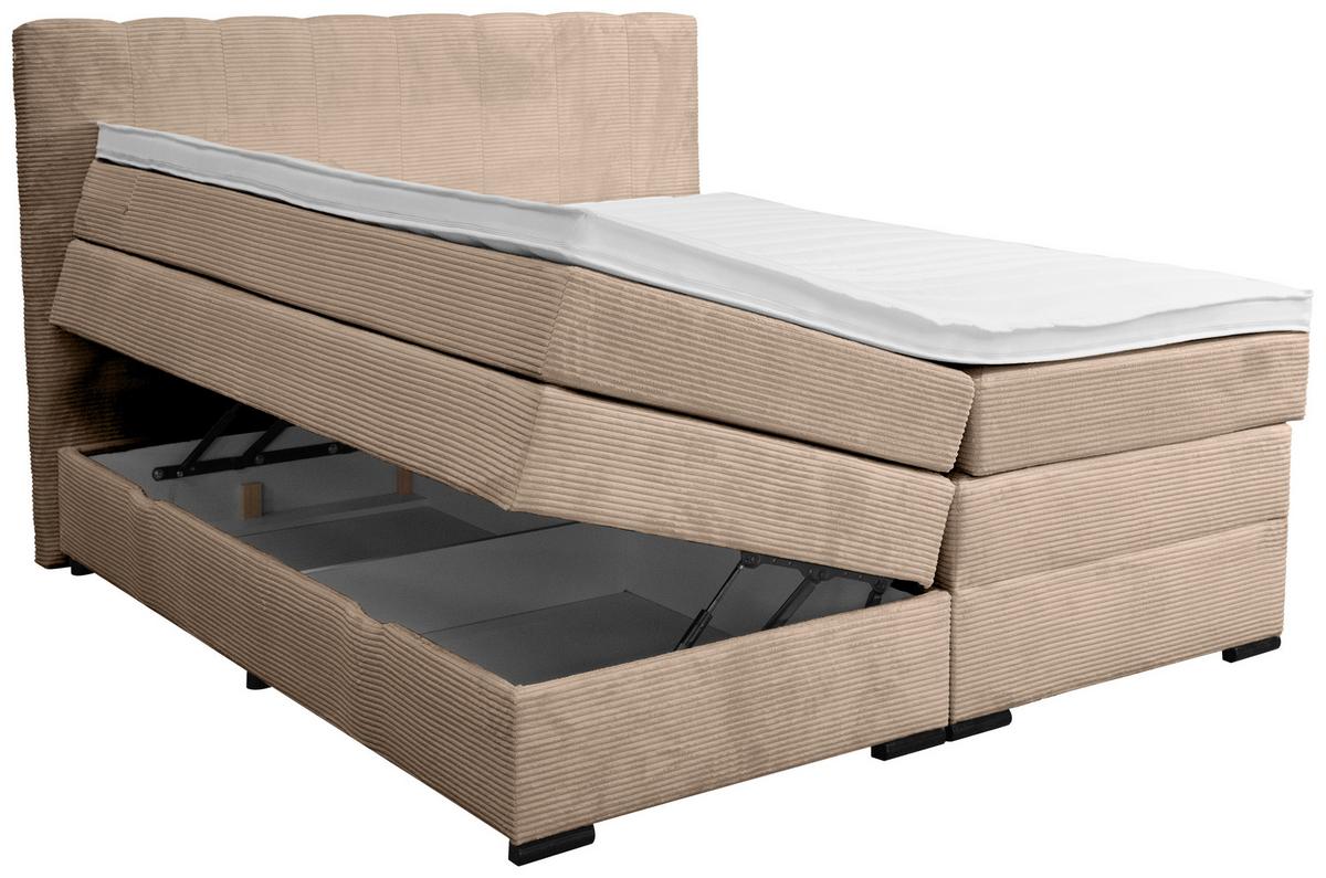 Boxspringbett Malaga ohne Fußteil Braun ca. 180x200cm - Silberfarben/Schwarz, KONVENTIONELL, Holzwerkstoff/Kunststoff (180/200cm) - Premium Living