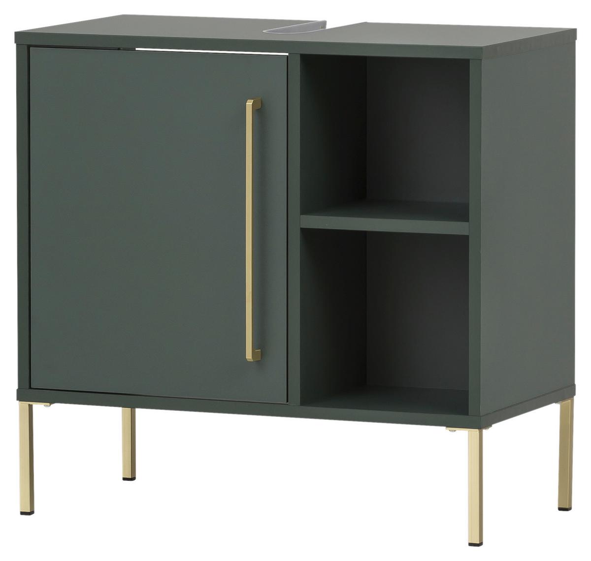 Omarica Za Pod Umivalnik Kent, Zelena - zlate barve/gozdno zelena, Moderno, kovina/leseni material (65,3/63,3/33,1cm) - Stylife