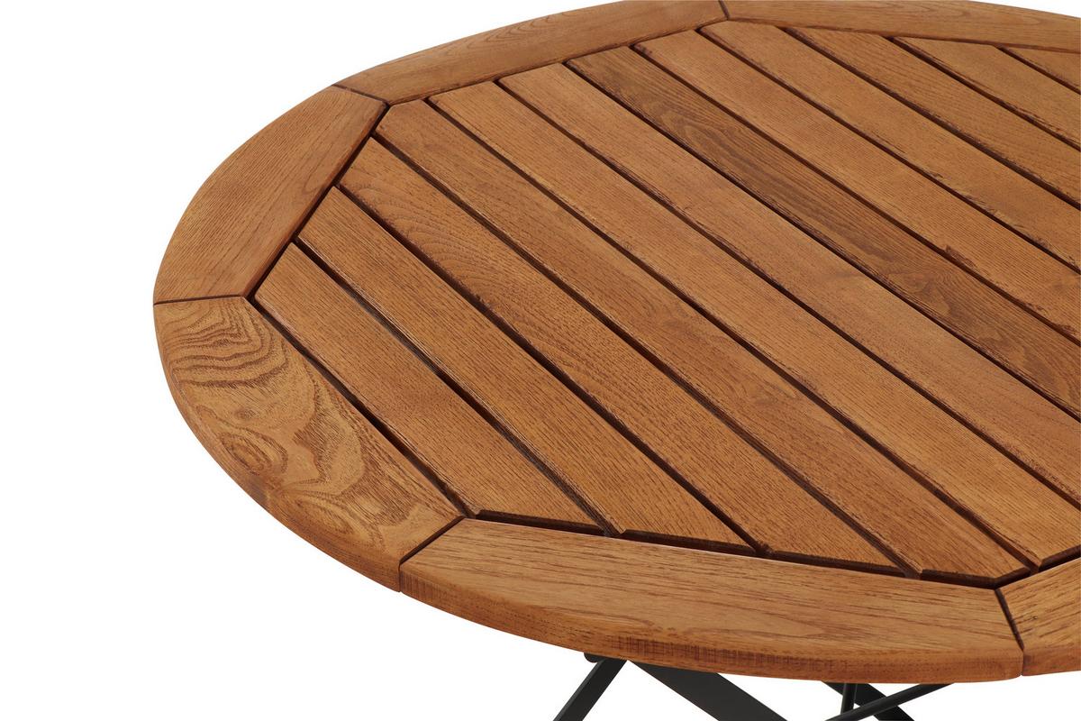 Siena Garden Gartentisch D: ca.85cm Robinie - Robinienfarben/Schwarz, KONVENTIONELL, Holz/Metall (85/85/78cm) - Siena Garden