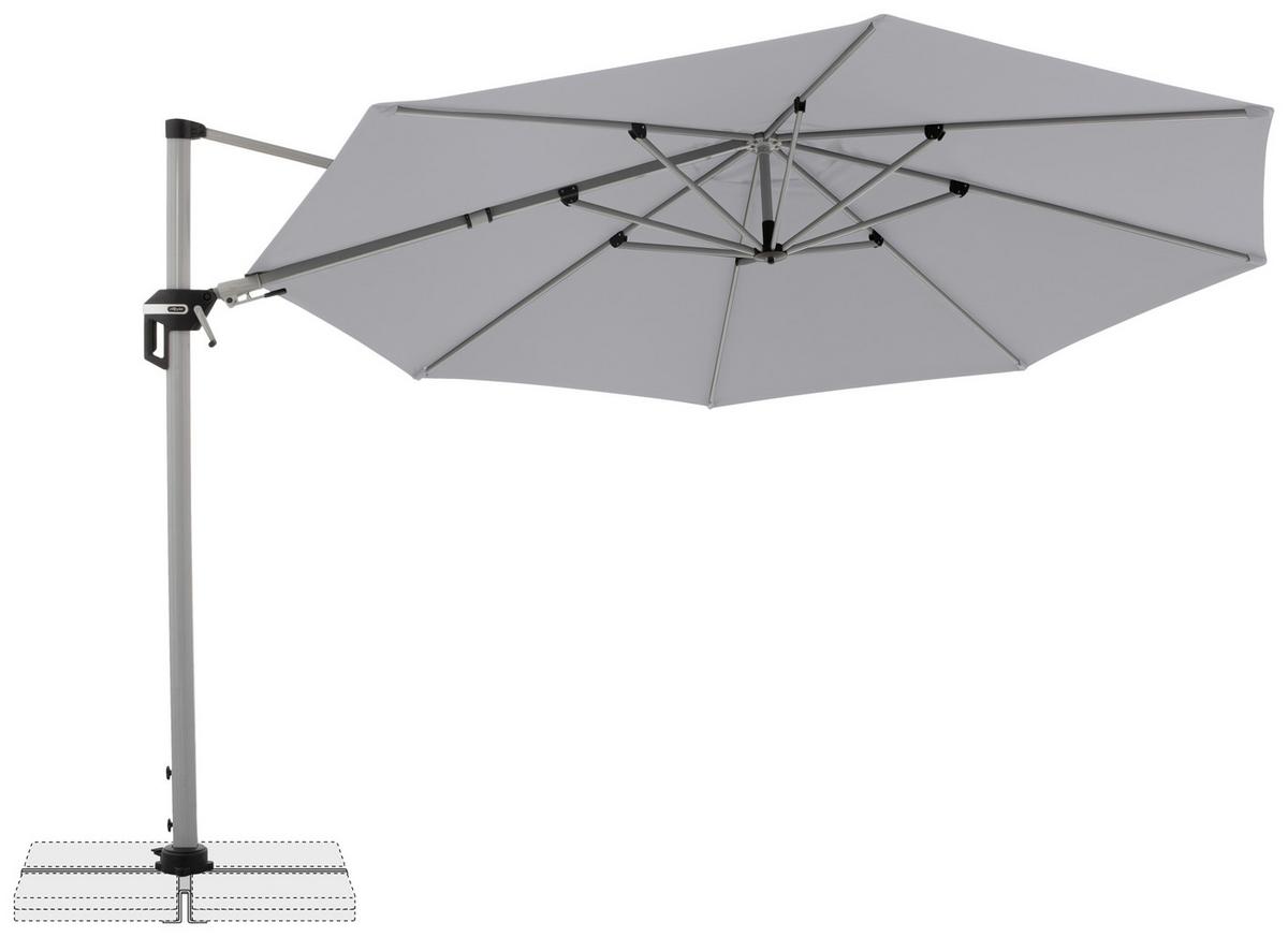 Ampelschirm Active Hellgrau ca. 370cm - Silberfarben/Hellgrau, Basics, Textil/Metall (370cm) - Doppler