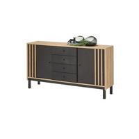 Sideboard Volano in Schwarz/Eiche Artisan - Schwarz/Eiche Artisan, Modern, Holzwerkstoff/Kunststoff (155/84/39cm) - Carryhome