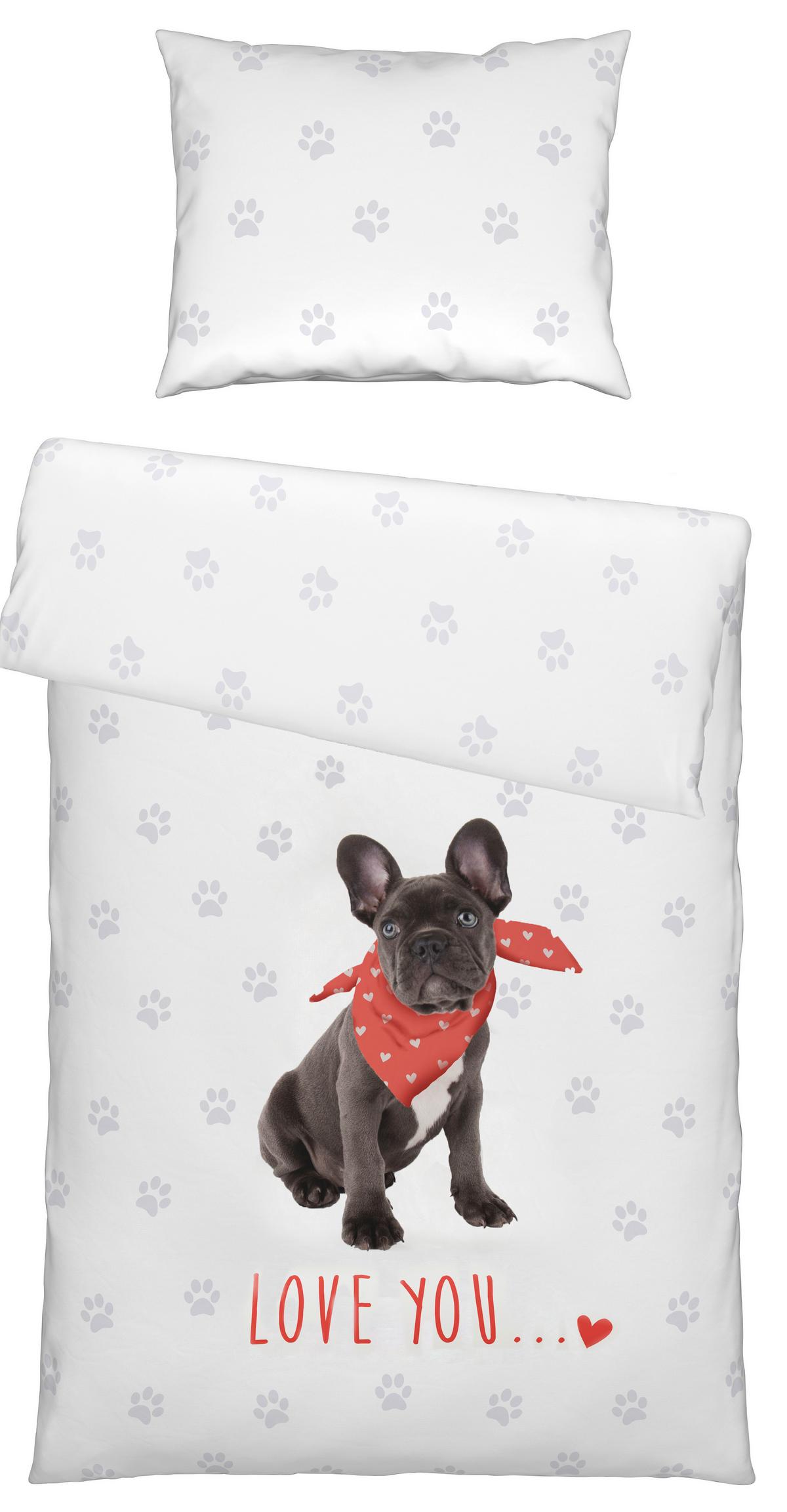 Ágyneműhuzat-garnitúra Doggy - fehér, textil (140/200cm) - Modern Living