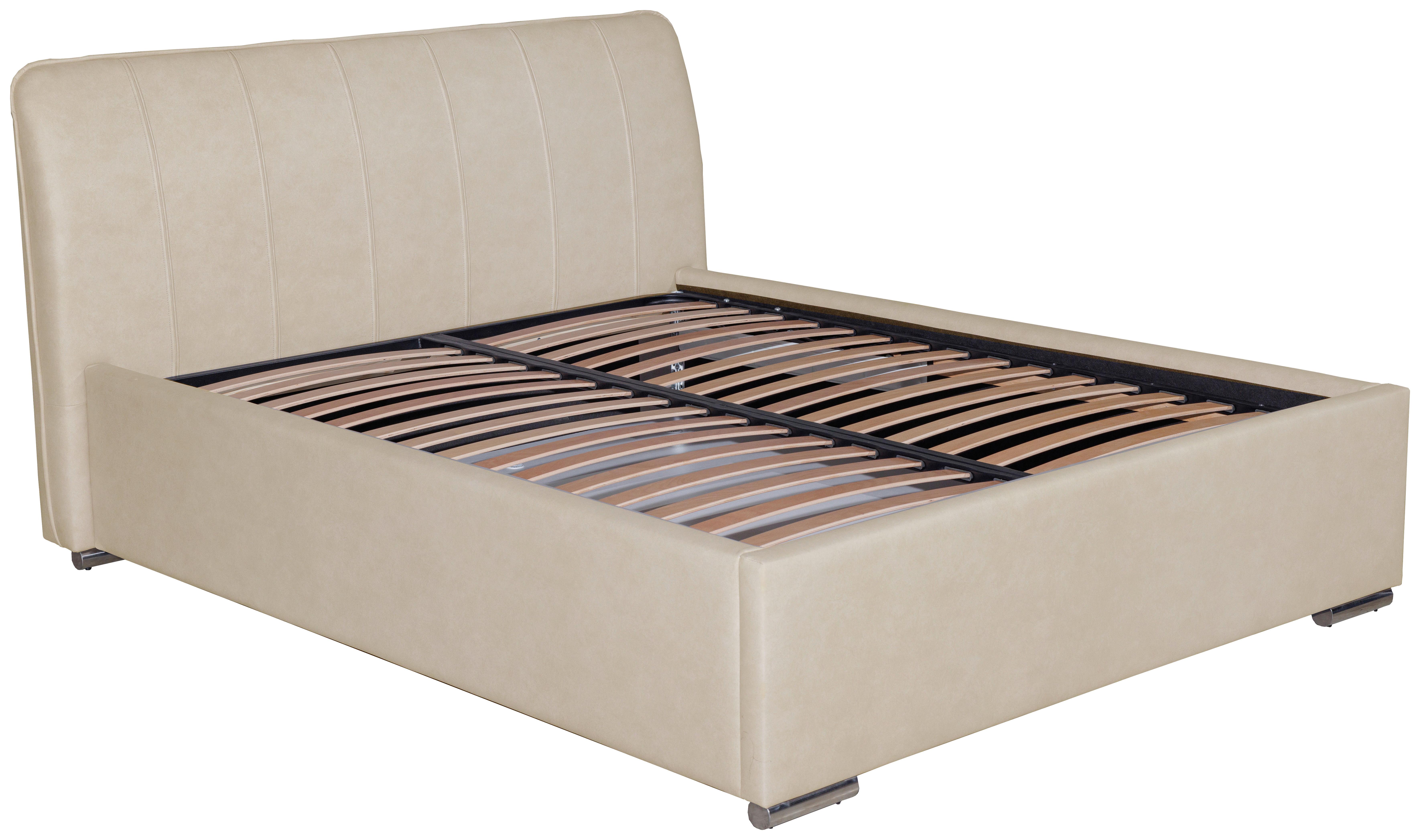 Oblazinjena Postelja France Storage, 160x200, Naravna - barve kroma/črna, Basics, kovina/tekstil (160/200cm) - Modern Living
