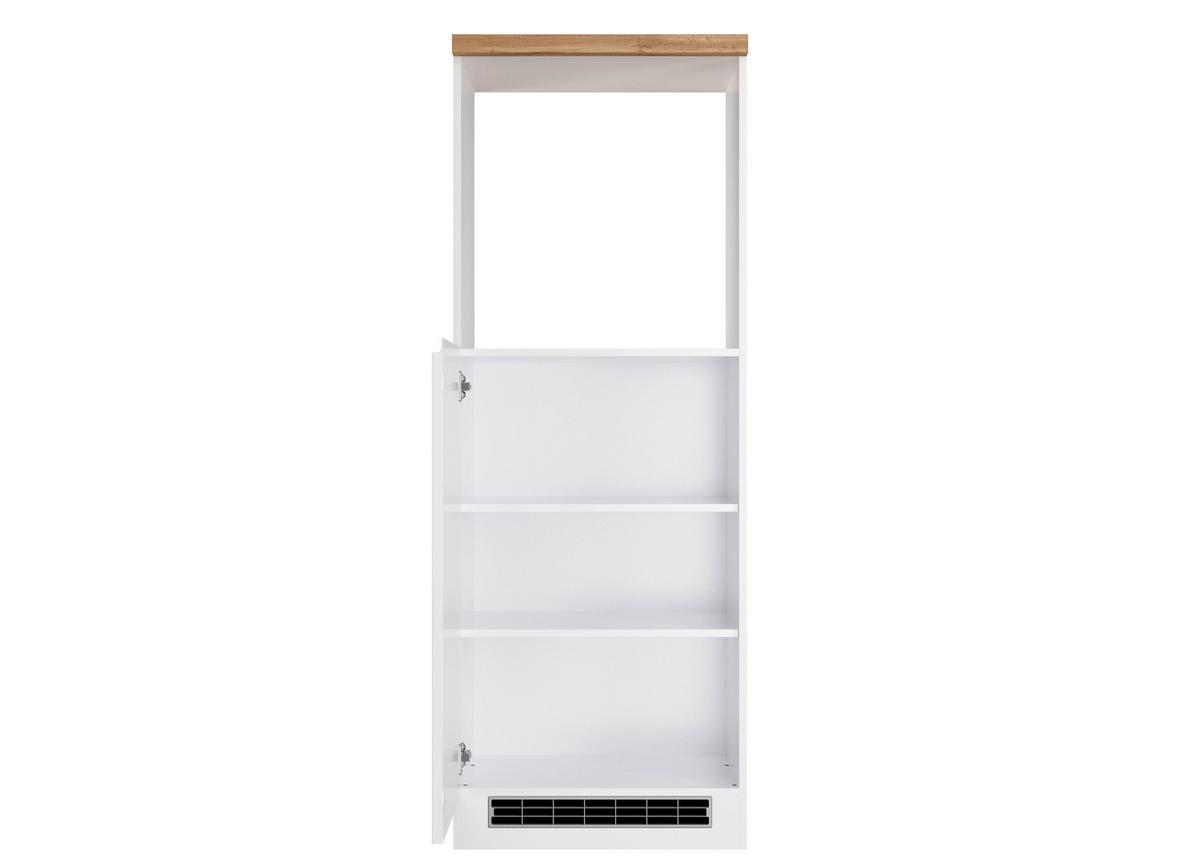 Herdumbauschrank Monza ca. 60x86 cm Weiß/Eiche - Weiß Hochglanz/Eiche Wotan, LIFESTYLE, Holzwerkstoff (60/86/60cm) - Held