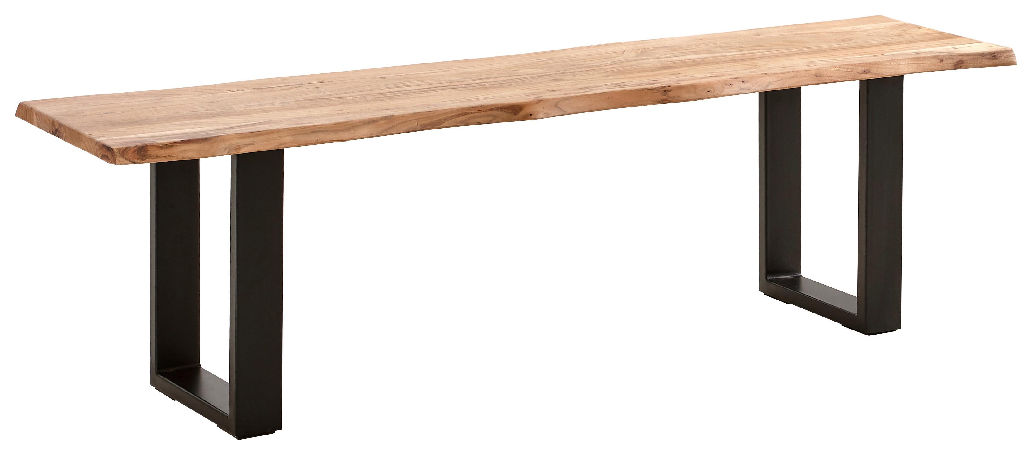 Klop Runner, Akacijev Les, 140cm - črna/barve akacije, Natur, kovina/les (140/45/42cm) - MID.YOU