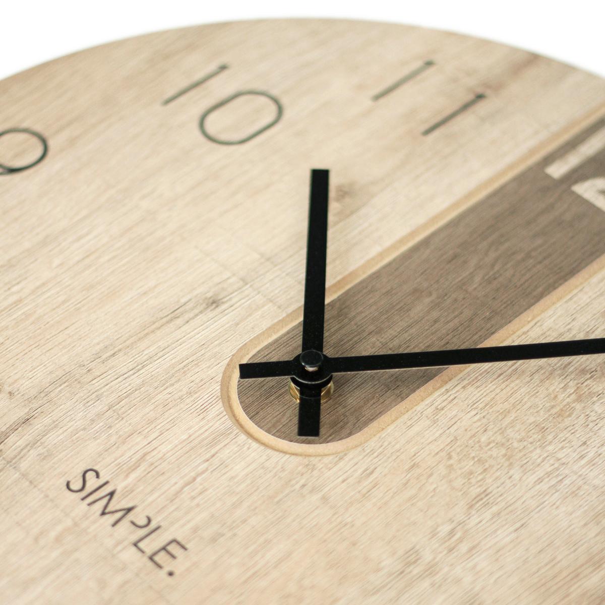 Wanduhr CL-12392 Schwarz/Eichefarben - Eichefarben/Schwarz, Basics, Holz/Kunststoff (36cm)