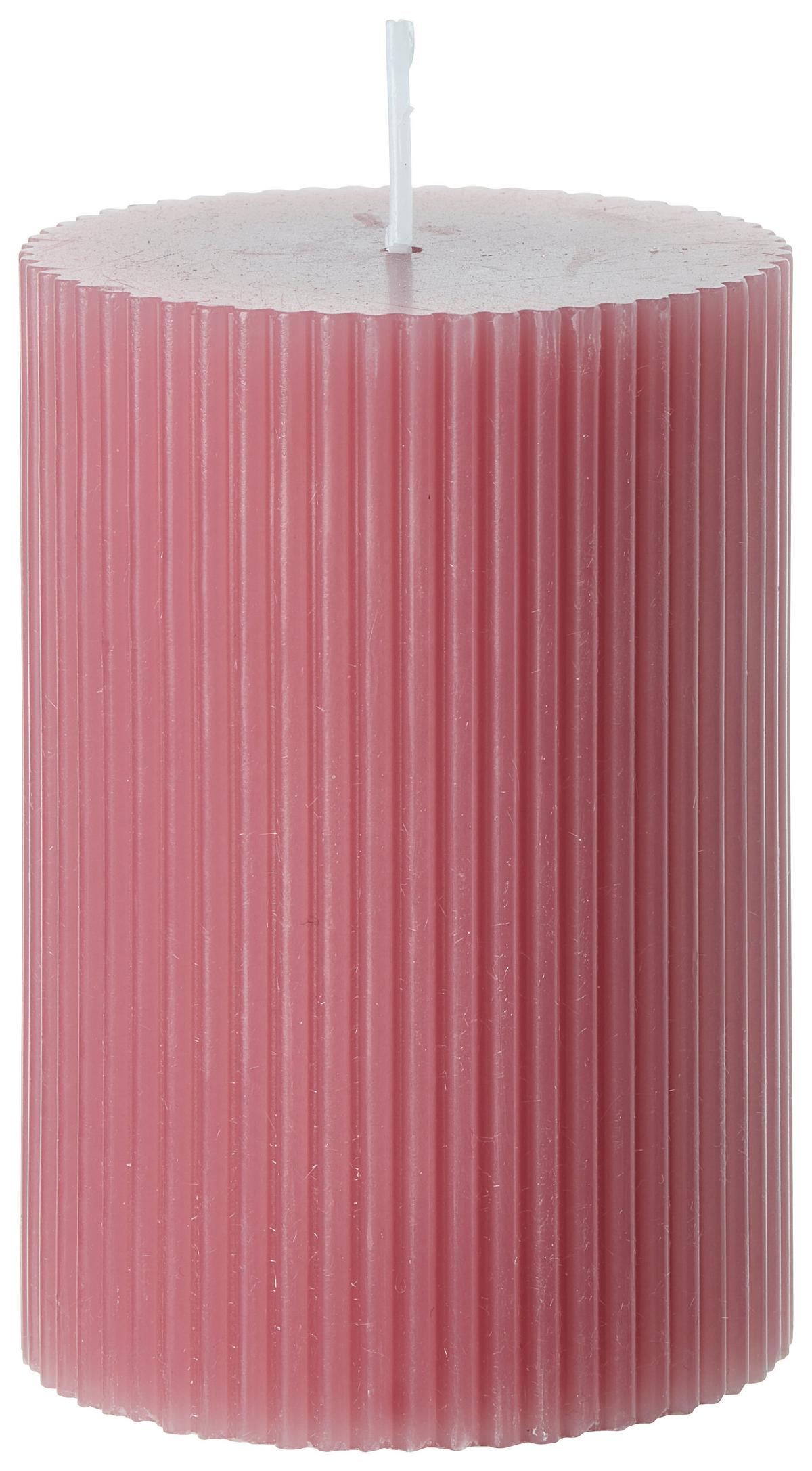 Stumpenkerze Stripes diverse Farben - Taupe/Hellrosa (7/10cm) - Premium Living