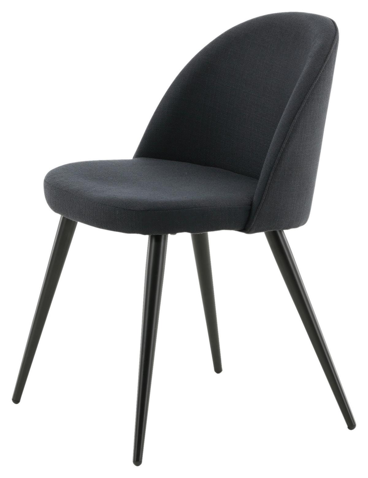STUHL-SET VELVET - Schwarz, Design, Textil/Metall (57/76,5/50cm) - Livetastic